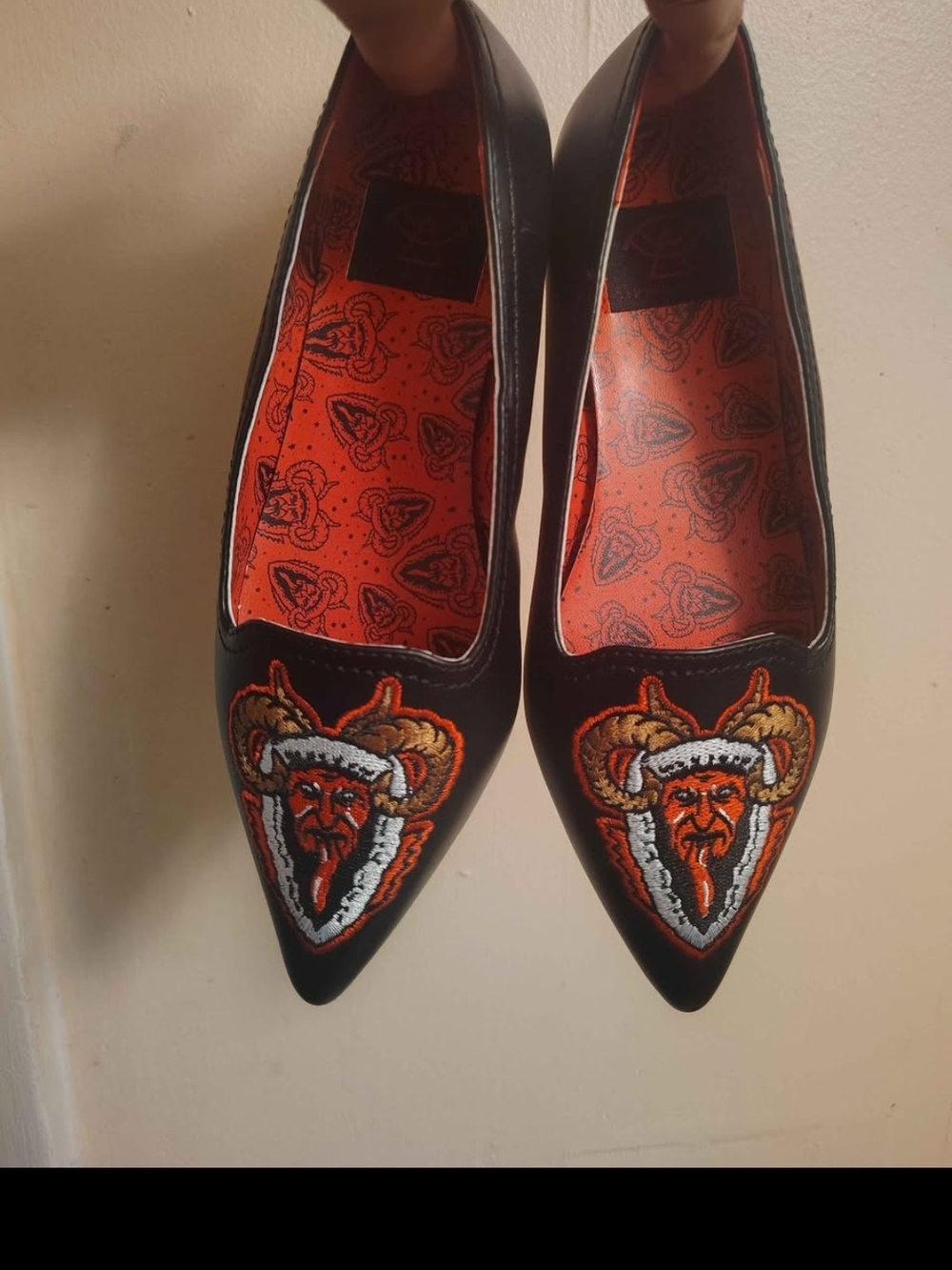 Strange Cvlt Woman's Size 5 Demon Devil Krampus Flats Goth Horror
